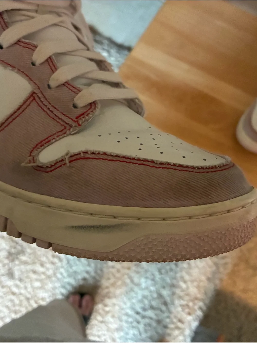 Nike High-Top Sneakers in White and Dusty Pink